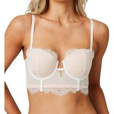 Emerson Intimates Women S Push Up Eyelash Lace Long Line Bra White Cloud Pink Big W