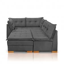 sala de estar sofa de canto com puff luxo venus jc estofados cinza Página 1
