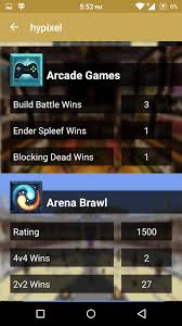 Skywars, bed wars, duels, murder mystery, survivalgames, walls, megawalls, arcade, buildbattle. Statistics For Hypixel Server 1 1 3 Apk Download Android Entertainment Apps