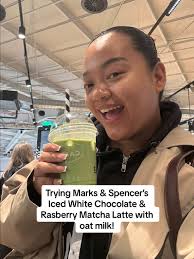 Rasberry, white chocolate and matcha = beautiful combination 😘🤌🏽✨ @Marks  & Spencer #icedmatchalatte #marksandspencer #matchalover #matchatok