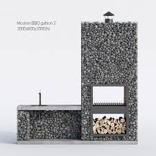 Modern Bbq Gabion 2 3d Model Max Obj Mtl Fbx 1 Outdoor Barbeque Outdoor Fireplace Patio Diy Outdoor Kitchen