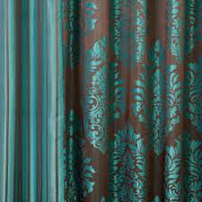 Robot Check Chic Bedroom Design Teal Curtains Brown Curtains