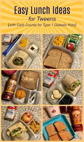 Easy Lunch Ideas For Tweens With Carb Counts For Type 1 Diabetic Kids Diabetic Recipes For Kids Healthy Snacks For Diabetics Diabetic Snacks