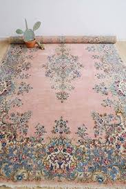 groot handgeknoopt perzisch tapijt roze vintage kleed kirman kerman perzisch tapijt vintage tapijten tapijt