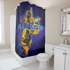 Transformers Bumblebee Neon Lights Badge Shower Curtain Zazzle Com In 2020 Neon Lighting Transformers Bumblebee Transformers