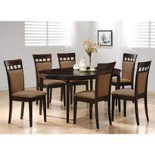 At the time of delivery, your furniture will be brought to the room of your choice, assembled, and we will remove the packaging materials when we are done. 7pc Contemporary Cappuccino Finish Solid Wood Dining Table Chairs Set Oval Buy Online In United Arab Emirates At Desertcart Ae Productid 2451628