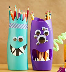 Basteln Jungs Schulalter Stiftehalter Monster Leere Shampoo Flaschen Plastikflaschen Basteln Stiftehalter Basteln Monster Basteln