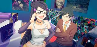 1boy black hair college life female long hair nutaku rika (college  life) 