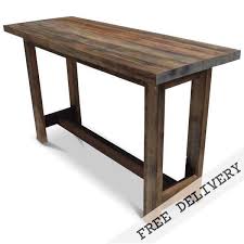 Industrial Recycled Retro High Bench Table Desk In Dark Walnut In 2020 Patio Bar Table High Dining Table High Top Tables