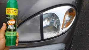 Bug Spray Headlight Restoration This Is A Video To Show You How Bug Spray With Deet How To Clean Headlights Clean Foggy Headlights Cleaning Headlights On Car