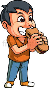 Boy Eating Hot Dog Sandwich Cartoon Clipart Vector Friendlystock Cartoon Clip Art Digital Art Design Cartoon Isolated on a white background. boy eating hot dog sandwich cartoon