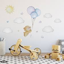 Bear Wall Decal Teddy Bear Nursery Wall Decal Balloon Nursery Nursery Balloon Wall Decal Blue Nursery Wall Sticker Baby Boy Nursery In 2020 Nursery Wall Decals Boy Elephant Nursery Wall Elephant