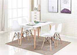 Amazon Com Homesailing White Wood Dining Table And 4 Chairs Set 5 Pieces Kitchen White Wooden Dining Table And 4 Retro Eiffel Plastic Chairs For Dining Room Restaurant Office Tea Room Home