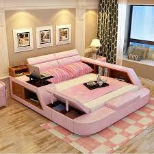 Modern Leather Queen Size Storage Bed Frame With Storage Bookcase Cabinets Stool No In 2020 Bedroom Sets Furniture Queen Bedroom Furniture Sets Bed Frame With Storage