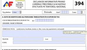 Vineri, 30 septembrie 2016 este termenul limita pentru depunerea declaratiei informative privind livrarile/prestarile si achizitiile efectuate pe teritoriul national aferente perioadei de va reamintim ca prin opanaf 2328/2016 declaratia 394 se depune la organul fiscal competent, pana in data de 30. Info Fiscalitate Noi Reguli Privind DeclaraÈia 394 Cuget Liber