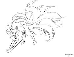 Nine Tailed Fox Outline By Silveraruka On Deviantart Nine Tailed Fox Drawings Art