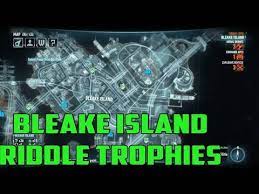 Jul 07, 2015 · there are 6 locations with trophies, riddles, and destructables. Batman Arkham Knight Bleake Island Riddle Trophy Puzzle Locations Youtube