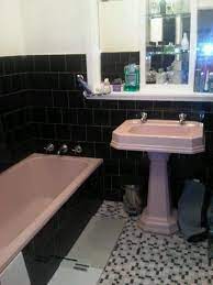 Pink bathroom bathroom inspiration art deco bathroom retro bathrooms bathroom decor bathroom design tile bathroom pink tiles black bathroom. Pin On Vintage Bathroom