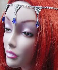 Cobalt Royal Beaded Blue Floral Glass Circlet LARP Cosplay Sultry Costume  Crown Head Piece Belfry Studios