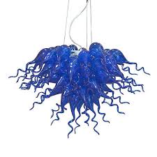 Unique optic contemporary hand blown glass pendant light, shade: Details About Stunning Blue Art Hand Blown Glass Chandelier 35 5 X 21 H Blown Glass Art Blown Glass Chandelier Hand Blown Glass