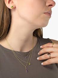 E.W Adams 9ct Gold Graduating Round Amethyst Pendant Necklace, Gold/Purple