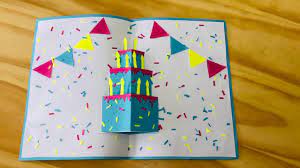 Stamp a birthday design (or draw one of your own!) on the outside of the smaller card and use glue to attach it around the outside of the larger card. 3d Cake Pop Up Card Diy Beautiful Handmade Birthday Card Ideas 3d Birthday Cards Handmade Youtube