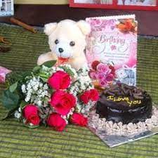 Birthday balloons are also a awesome pick for decorating a party! Oyegifts Roses And Chocolate Cake Hamper Including Teddy Bear With Birthday Greeting Card Rs 1329 Pair Id 19015647612