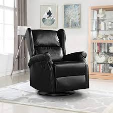 Amazing Offer On Reclining Swivel Accent Chair Living Room Faux Leather Arm Chair Black Online Accent Chairs For Living Room Swivel Chair Living Room Leather Recliner Chair
