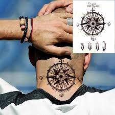 Waterproof Temporary Tattoo Sticker Star Compass Roman Numerals On Back Of Hand Tatto Flash Tatoo Fake Tattoos For Women Men Temporary Tattoos Aliexpress