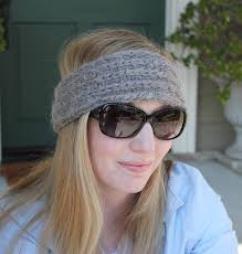 Alpaca Crochet Ear Warmers Grey and Cream