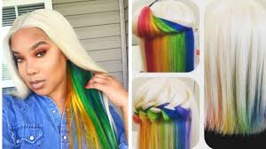 Create a retro '70s charlie's angeles feathered hairstyle. Easy Peekaboo Rainbow Hair Color And Install Tutorial Ft Luvme Hair Youtube
