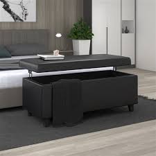 Ottoman coffee tables can make a statement in your living space. Whi Lift Top Faux Leather Cocktail Ottoman With Storage Black 18 25 In X 42 25 In 402 525blk Rona