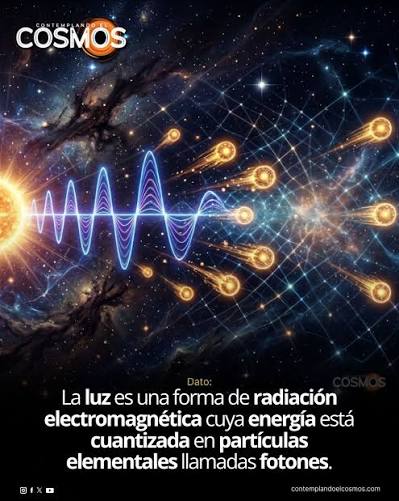 La luz es una forma de radiación electromagnética que transporta energía a  través del espacio. En la física moderna, esta radiación está cuantizada en  partículas elementales llamadas fotones, que son los cuantos