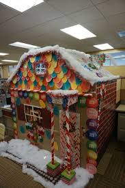 This gingerbread house cubicle gets the award for best use of balloons. We Had A Christmas Cubicle Decorating Contest At Work Our Gi Office Christmas Decorations Diy Christmas Decorations Dollar Store Christmas Cubicle Decorations