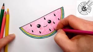 How To Draw A Cute Watermelon Slice Kawaii Food Drawing And Coloring Youtube Learn how to draw a watermelon slice in just 5 easy steps with this drawing tutorial. how to draw a cute watermelon slice kawaii food drawing and coloring