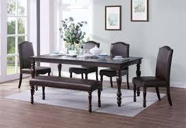 6 Pc Hargreave Cherry Finish Wood Dining Table Set Leatherette Padded Seats And Backs Dining Table Setting Wood Dining Table Dining Table