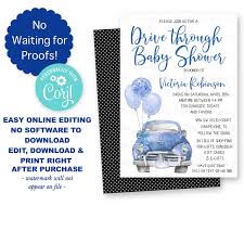 Drive Through Baby Shower Invitations Boy Drive Through Baby Shower Invitations Boy Drive By Baby Shower Invitations Car Bq1 In 2020 Baby Shower Invitations For Boys Baby Shower Invitations Baby Shower