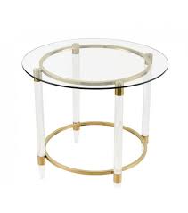 Poly & bark signy coffee table. Acrylic Leg Round Accent Table Gold Base Glass Top