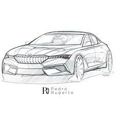 Skoda Sketch By Pedro Ruperto Car Design Sketch Car Drawings Skoda