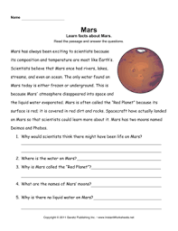 Mars Comprehension Homeschool Astronomy Solar System Activities Mars Facts For Kids