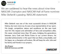 Mike stefanik was one of the most successful drivers in nascar history, but even more so, he was a true representative of our sport, nascar ceo jim france said in a statement. Former Nascar Driver Killed In Single Engine Plane Crash Express Digest