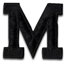 Color is used for its emotional effect in conveying the tone . Single Count Custom And Unique 2 Inch Small Alphabet Letter M Regular Bold Plain Solid Block Font Monogram Initial Letterman Jacket Sports Design Iron On Embroidered Applique Patch Black Colors Wantitall