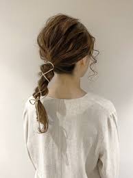 紐アレンジ 編みおろしヘア ヘアアレンジ ロング dears 上杉 594662 hair ヘアアレンジ ヘア ミディアム まとめ髪