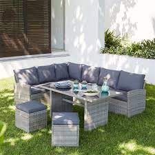 With its stylish looks yet practical durability, it's easy to see why. Matara Rattan Corner Sofa Dining Garden Furniture Set In Grey Homebase