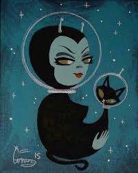 Alien Cat Art Vintage Black Cat Art Cat Art Retro Art