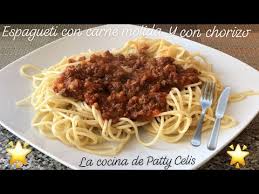 1/2 lb pasta hervida 1/2 cebolla mediana picadita 1 diente de ajo. Espagueti Con Carne Molida Y Con Chorizo Delicioso Receta Facil De Preparar Youtube