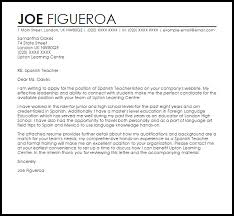 Spanish Teacher Cover Letter Sample Cover Letter Templates Examples