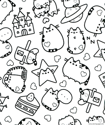 Coloring pages are no longer just for children. Pusheen Adult Stars Coloring Pages Printable
