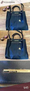 Steve Madden Black Handbag Purse With Makeup Bag Black Handbags Bags Handbag