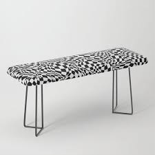 Black And White Checkered Bar Stools Buy Eyesore Bench By Grandeduc Abstract Checkerboard Pattern Black White Square Chess Patterned Geometric Monochro White Bench Furniture Indoor Bench